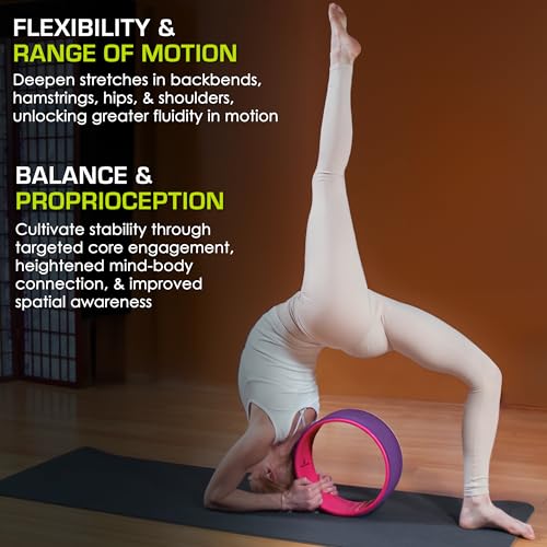 ProsourceFit Yoga Wheel Prop 12” for Improving Yoga Poses, Backbends, Flexibility, Balance, Stretching, Relaxation - color: Purple/Pink