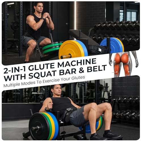 Hip Thrust Machine, Plate-Loaded Glute Bridge Machine, Heavy Duty Glute Builder for Home Gym,Butt Shaping and Building Glute Muscles Sports Training-Completely Upgraded - color: black