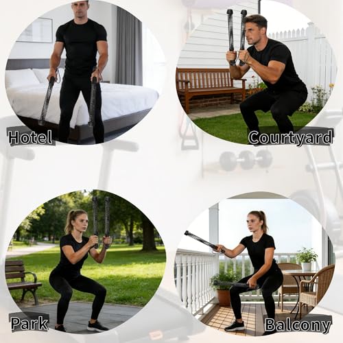 Ropeless Battle Ropes for Home Gym for Men & Women, Portable Cordless Weighted Workout Rope Set with Storage Bag & Workout Guide, Cordless Battle Ropes Alternative for HIIT Cardio(Black) - color: Black