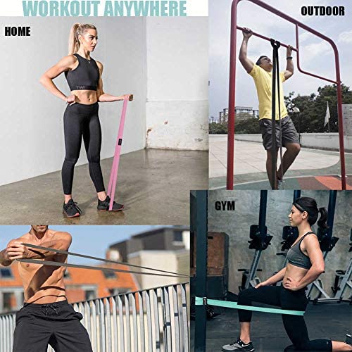 Long Resistance Bands for Working Out Women, Fabric Resistance Band, Stretch Bands for Exercise Bands Resistance Bands Set for Physical Therapy, Elastic Bands for Exercise - color: Pink/Mint/Gray/Black