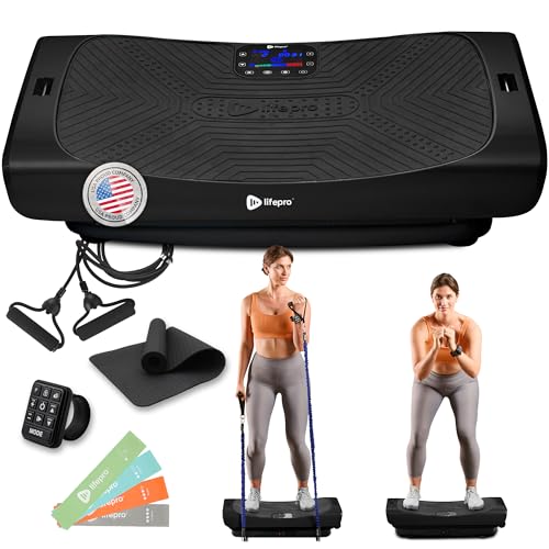 Lifepro Rumblex Plus/Pro 4D Vibration Plate Exercise Machine with 60 Speeds | 3 Motors, 7 Training Modes, Bluetooth Speaker, Wristband Remote — Vibration Plate for Lymphatic Drainage, Muscle Activation - color: Black, size: Large