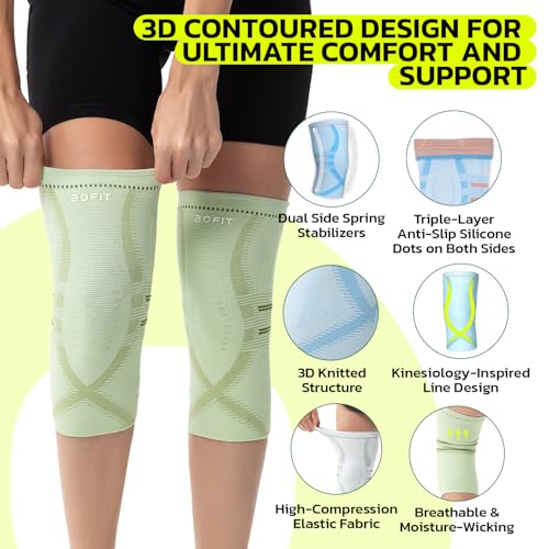 aoFIT Compression Knee Brace for Women & Men, 2 Pack AOCELL Knee Sleeve Support for Joint Comfort & Active Recovery – Breathable for Workout, Running, Gym, Sports, Fitness XXL