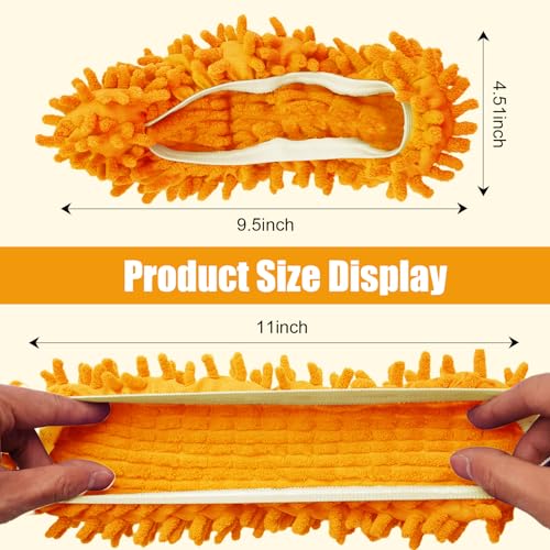 1 Pair Floor Cleaning Mop Slippers Set, Slip On Mopping Accessories for Indoor Household Floor Care and Daily Cleaning Tasks(Orange) - color: Orange