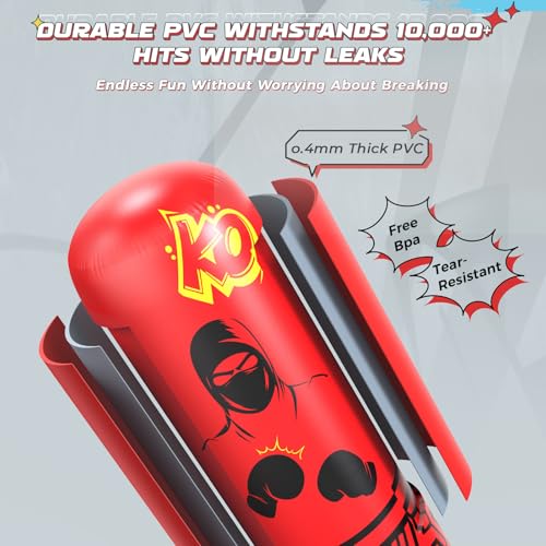 ODOSOLA 67'' Inflatable Punching Bag Freestanding for Kids Aged 3-12 – Heavy Duty Boxing Set for Karate & Taekwondo, Stable Boxing Bag Active Kids Toy, Christmas Birthday Gift for Boys and Girls - color: Red