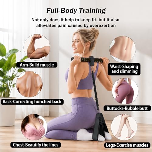 Resistance Bands with Handles, 6-Tube Elastic Pedal Resistance Band for Working Out, Durable Natural Rubber Exercise Bands, Multifunction Exercise Equipment for Abdomen, Waist, Arm, Leg Stretching - color: Upgraded-Black
