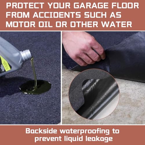 Garage Mats Oversize Garage Floor Paking Mat for Under Car, 7.4 x 8.4 Ft Non-Slip Gray Garage Flooring Carpets, Absorbent Oil Garage Parking Mat, Waterproof Mats - size: 7.4' x 8.4'