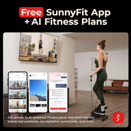 Sunny Health & Fitness Twist Stair Stepper with Resistance Bands | Low-Impact, Side-Twist Motion, Adjustable Step Height, Hydraulic Resistance, SunnyFit App, Up to 350 lb Capacity - color: Black Matte