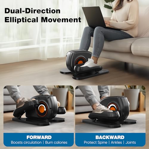 NEWBULIG Electric Seated Pedal Exerciser, Under Desk Elliptical Machine for Seniors, Quiet Portable Ellipse Leg Exerciser As Seen On TV with Remote Control, 12 Adjustable Speeds - color: Black
