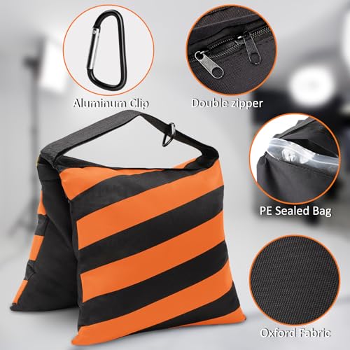 4 Packs Orange Sandbag Weight Bags for Light Stand Photography Video Equipments, Heavy Duty Saddlebags for Backdrop Stand, Photo Tripod, Canopy, Pop up Tent, Umbrella Base, Fishing Chair, Picnic Table - color: Orange