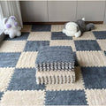 12Pcs Plush Foam Floor Mat,Plush Interlocking Carpet Tiles,Anti-Slip Square Puzzle Floor Mat,EVA Foam Area Rugs for Bedroom Playroom (Grey + Beige) - color: Grey + Beige