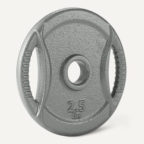 Amazon Basics 1-Inch Grip Weight Plates, Cast Iron, Strength Training, Home Gym - size: 2.5 lb, 4pc, 1"