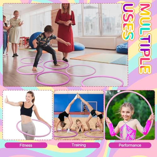 Sratte 8 Pcs Color Hoop Detachable Adjustable Exercise Ring Plastic Hoop for Gymnastics Dog Agility Equipment Party Decor, 4 Colors - color: Sweet Color, size: 28 Inch