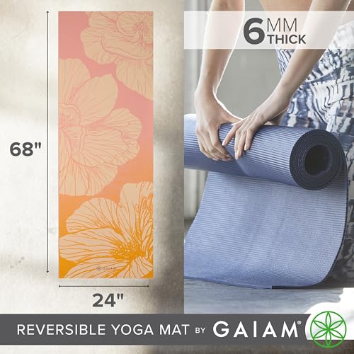 Gaiam Yoga Mat - Premium Print Reversible Extra Thick Non Slip Exercise & Fitness Mat for All Types of Yoga, Pilates & Floor Workouts - color: Dahlia Grains