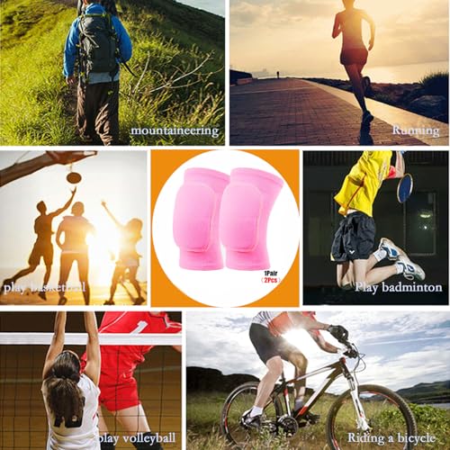 Anti slip sponge, soft and breathable men's, women's, girls', and children's pink knee pads suitable for sports scenes such as volleyball, football, dance, yoga, wrestling, running, cycling, etc (Pink, X-Small) - color: Pink, size: X-Small