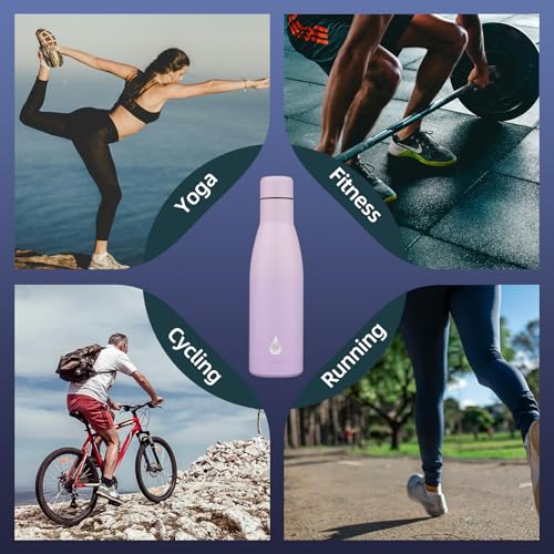 BJPKPK Insulated Water Bottle 12oz Small Stainless Steel Water Bottles Reusable Metal Thermal Keep Cold and Hot,Dreamy Purple - color: Dreamy Purple, size: 12 Ounces