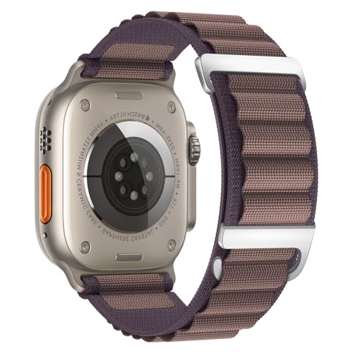 Alpine Loop Compatible with Apple Watch 3 Band 49mm 46mm 45mm 44mm 42mm 41mm 40mm 38mm Men Women, Nylon Sport Loop for Apple Watch Ultra 2/1 iWatch Series 11 10 9 8 7 6 5 4 3 2 1 SE - color: Deep Purple