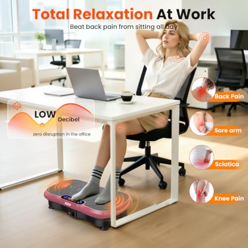 AXV Vibration Plate Fitness Platform Exercise Machine Vibrating Shaking Full Body Shaker Workout Vibrate Stand Shake Board Sport for Weight Loss Fat Burner for Gym Home Office - color: BASIC.PINK