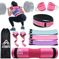 ATENTO 10Pcs Barbell Pad Set with Weight Lifting Belt, Thick Cushion Hip Thrust Pad for Bench Press, Lunges, Workout, Leg Exercise, Squat Bar Pad for Relief Pressure from Neck & Shoulder for Smith machine & Olympic Bars, with 2 Gym Ankle Straps, Hip Resis