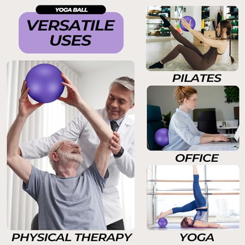 Seenelling 18 Pcs Pilates Ring and Ball Set with Resistance Bands Home Workout Pilates Equipment 11.8 Inch Magic Circle with Padded Handles, Mini Ball for Strength, Toning and Flexibility - color: Purple