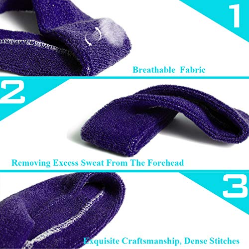 3 Pack Men & Women Sports Sweatbands Headbands - color: Purple,Pink,Hot Pink