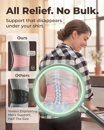 Sparthos Back Brace for Women & Men, Sciatica, Lower Back Pain - Pink-MD - color: Flamingo Pink, size: Medium (Pack of 1)