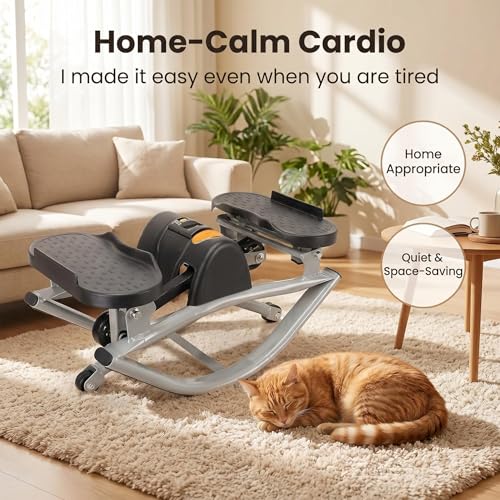Low-Impact Lateral Rocking Fitness Stepper for Knees and Joints,Home Workout Machine,Rock Stepper Machine with Digital Display,Track Time,Reps,Calories for Legs,Glutes,Abs - size: Grey