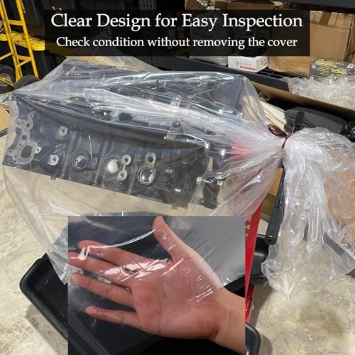Clear Engine Storage Cover Bags, Heavy-Duty Transparent PE | 5- or 10-Pack, sizes 39.4×47.2 in & 55.1×55.1 in. Heavy-duty clear PE covers for engine storage & workshop use. - size: 55.1" × 55.1"
