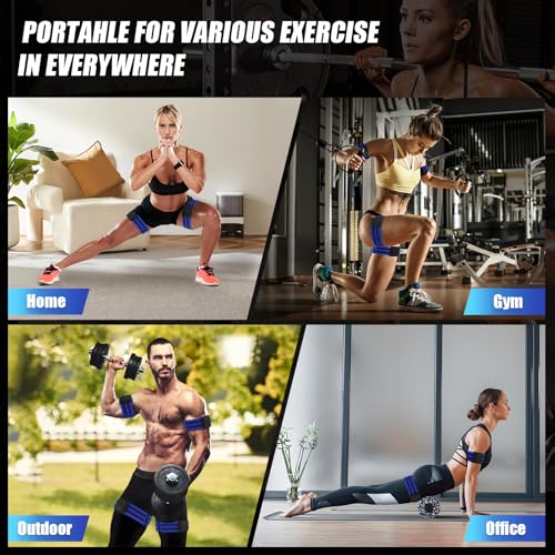 Booty Bands, Blood Flow Restriction Bands for Women/Men, Adjustable BFR Training Bands for Glutes & Hip Building, Occlusion Resistance Bands - color: Blue