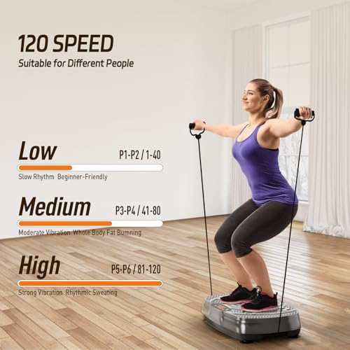 Vibration Plate Exercise Machine: TISSCARE Vibrating Plates for Weight Loss and Lymphatic Drainage, 400lbs Shake Plate Whole Body Workout Platform for Home Fitness Fat Burner Gifts - color: Silver Grey