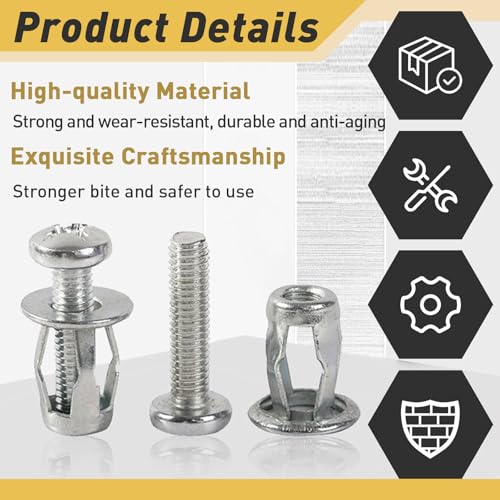 50Pcs M4 x 20 Hollow Door Anchor Set, Hollow Metal Cavity Fixing Wall Anchors for Aluminium cladding Sheet Steel Pipe, Iron Sheet, Plastic Sheet(8 * 16MM) - color: M4 x 50(8*16MM)