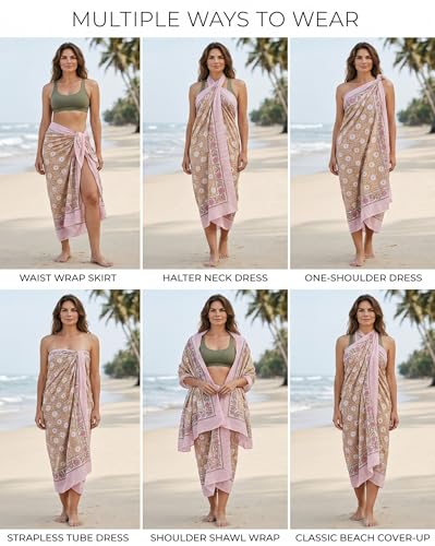 Beach Cover Ups for Women, Cotton Sarong Wrap Pareo | 100% Cotton Sarong Wraps For Women, 73 x 44 In. Pareo Beach Wrap, Bikini Cover Up, Bathing Suit Cover Up, Resort Wear - color: Golden Griffon