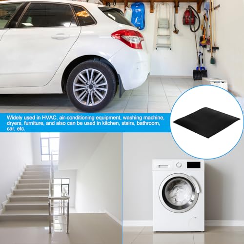 PATIKIL Shock Absorbing Mat, 1 Pcs Rubber Anti Vibration Pads 20" x 20" x 0.16" for HAVC Washing Dryer Air Conditioner Garage Floors Car, Black