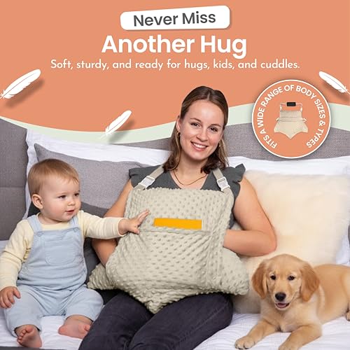 MOYOAMA Hysterectomy Pillow Post Surgery – Form-Fit Support Shield with Secure Straps, 2 Pockets, & Cozy Muff – After Hysterectomy Recovery Must-Haves, Post-Op C-Section Pillow Post Surgery Gifts - color: Sandstone Beige
