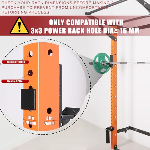 SYL Fitness J-Hooks for Squat/Power Rack - Available in 2"x2" and 3"x3", Heavy Duty J-Cups Barbell Holder with UHMW Pads - color: For 3"x3" Rack with 5/8" Hole