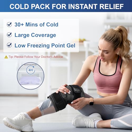 APEXUP Ice Pack for Knee Pain Relief, Large Reusable Wrap After Surgery, Flexible Gel Cold Pack for Injuries, Pain Relief for Back, Shoulder, Elbow, Ankle and Leg (Black, L, 1PK) - size: Large-1PK, style: Black
