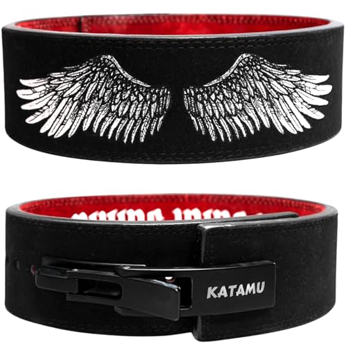 Katamu USPA & IPL Approved Premium Lever Belt | — 10mm and 13mm Leather - color: Divine Wings, size: XX-Large - 13mm