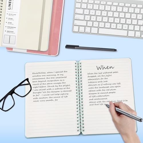 Light Green Lined Spiral Journal Notebook with 160 Pages, 8×5.7in, A5 Spiral Notebook, Journaling Notebooks for Work, School, Women, Men, College Ruled Spiral Notebook, Hardcover Leather Journals - color: Light Green, size: A5