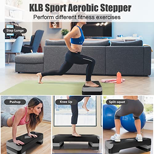 Adjustable Exercise Workout Aerobic Stepper Step Platform Trainer - color: Gray