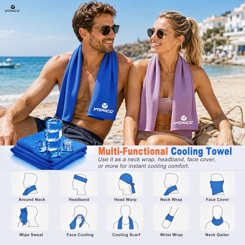 YQXCC 4 Pack Cooling Towels (40"x12"), Cool Neck Towel, Soft Breathable Microfiber for Gym, Yoga, Golf, Running, Camping & Summer Outdoor Activities - color: 4 Packs Dark Blue