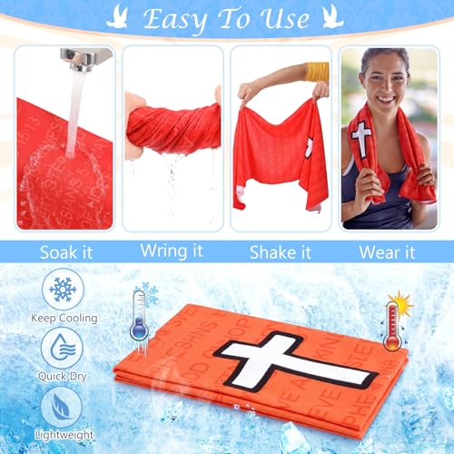 Tiamon 12 Pack Baseball Cooling Towels 40" x 12" Christian Bible Verse Towels Microfiber Softball Chilly Cool Wrap with Religious Cross for Baseball, Softball, Sports, Gym, Yoga, Running, Church Gifts
