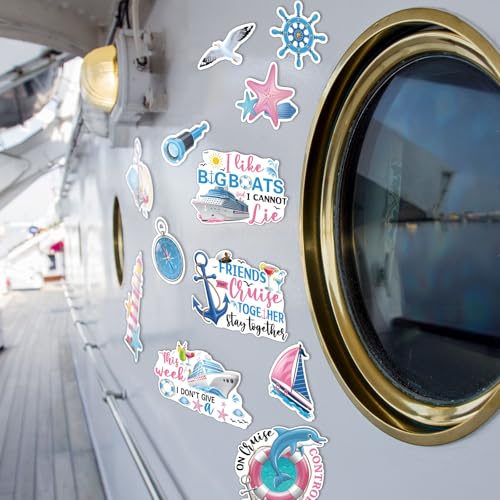 Kanayu 12 Pieces Cruise Door Magnets Decorations, Sea Navigation Ship Car Refrigerator Magnets Stickers Anchor Cruise Cabin Door Fridge Magnetic Decorations for Cabin Carnival Party(Novelty Style) - style: Novelty Style