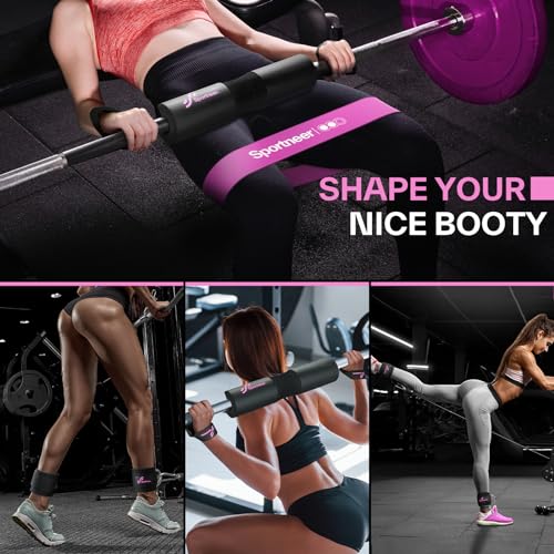 Sportneer Barbell Pad Set: 10 Pcs Squat Pad for Hip Thrusts, Lunges, Leg Day, Standard Olympic Bars with 2 Ankle Straps, 2 Lifting Straps, 3 Resistance Bands, Barbell Pad, Workout Poster and Carry Bag