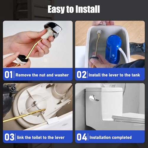 for TOTO Toilet Handle Replacement Parts Kit, Side Mount Toilet Flush Handle for TOTO Kohler Toilet Tank, Universal THU068#CP Trip Lvr for St743S (Zinc Alloy & Copper Lever) - color: Bright Silver(Bending shape)