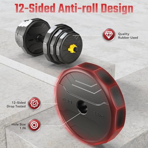 FEIERDUN Adjustable Dumbbells Set, 48/68/88lbs Free Weight Set with 4 Modes, Used as Barbell, Kettlebells, Push up Stand, Fitness Exercises for Home Gym Suitable Men/Women - style: B:48LB(24LB Pair)