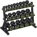 HANDBODE Dumbbell Set with 3-Tier Rack, 390-790 lb | Heavy Duty Weight Stand for Dumbbells, Space-Saving Metal Storage Organizer, Sturdy Dumbbell Holder for Home Gym - style: 566 lb Set (5-65 lb) *2 & Rack