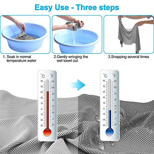 Sports Towel for Instant Cooling Relief Microfiber Towels for Golf Workout Swimming Gym Yoga Travel Camping Fitness 40"x12" Sweat Towel (Blue+Gray) - color: Blue+gray