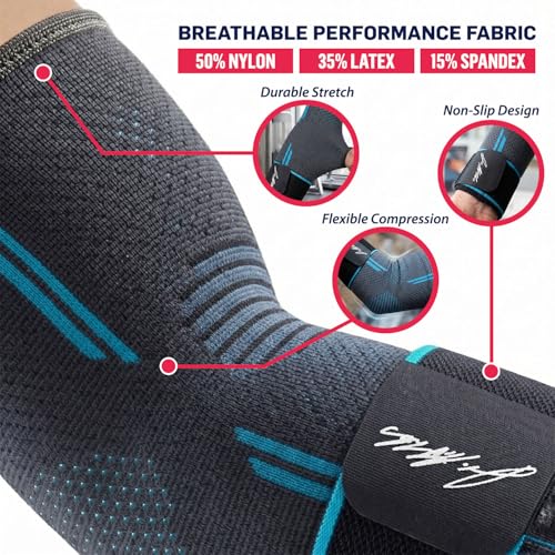 Dr. Arthritis Elbow Compression Sleeve with Adjustable Strap – Breathable Arm Support Brace for Tennis Elbow, Tendinitis, Weightlifting, Sports & Grip-Related Pain Relief for Men & Women (X-Large) - size: X-Large