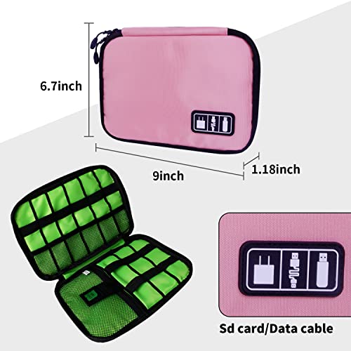 Lcsmaokin Electronics Travel Organizer,Portable Waterproof Electronic Travel Storage Bag for Small Charging Cord Storage,Charger,SD Card etc,for Travel,Business -Pink Green - color: C-Pink-Green, size: Single Layer