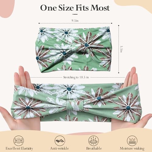 HSEM Sports Headbands for Women – 6 Pack Stretchy Non-Slip Wide Hair Bands – Soft Thick Elastic Sweatbands for Workout, Washing Face, Makeup, Running, Spa & Daily Fashion 1 Green Floral 5 Mixed 2-10 - color: X-Colorful-2-10