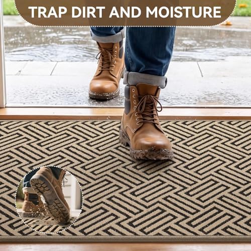 Door Mat Indoor Outside Entrance 24''x35'', Dirt Resistant Absorbent Mats, Non-Slip Outdoor Inside Front Entryway Mat, All-Season Welcome Mat, Low Profile Porch Doormat, Fade Resistant, Brown - color: C- Brown, size: 24"x35"